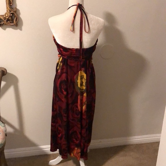 Alice + Olivia Floral 90s Halter Dress, red, sz S - Picture 3 of 4